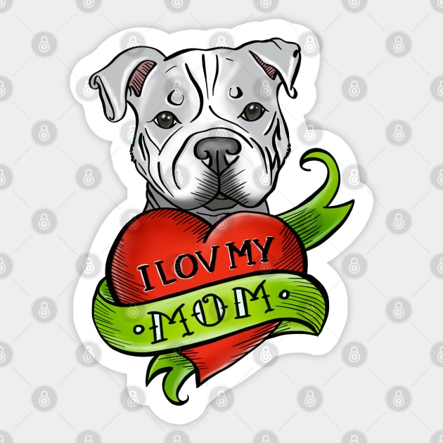 Lov Mom Pitbull Sticker by ColorCanvas